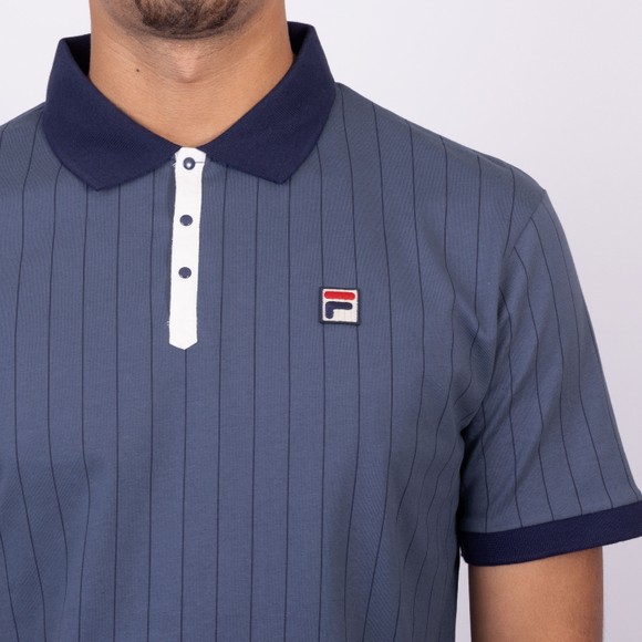 Fila Mens Blue Classic Vintage Striped Polo Shirt main image