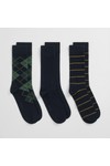 Gant Mens Blue Argyle and Stripe 3 Pack Socks
