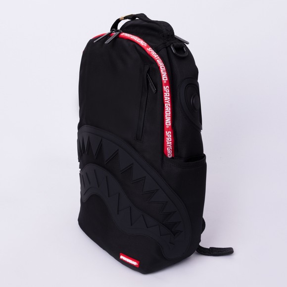 Sprayground Mens Black Printed Zipper Shark Backpack