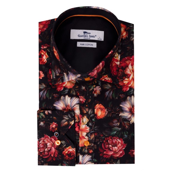 Claudio Lugli Mens Black Floral Shirt