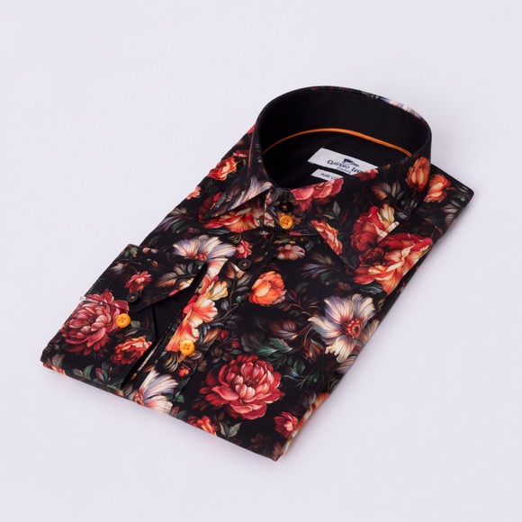 Claudio Lugli Mens Black Floral Shirt