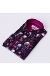 Claudio Lugli Mens Purple Floral Skull Shirt