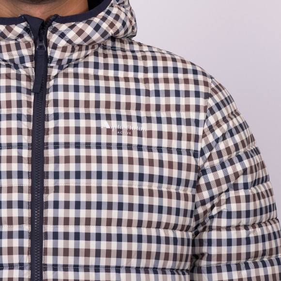 Aquascutum Mens Blue Iconic Check Padded Jacket main image