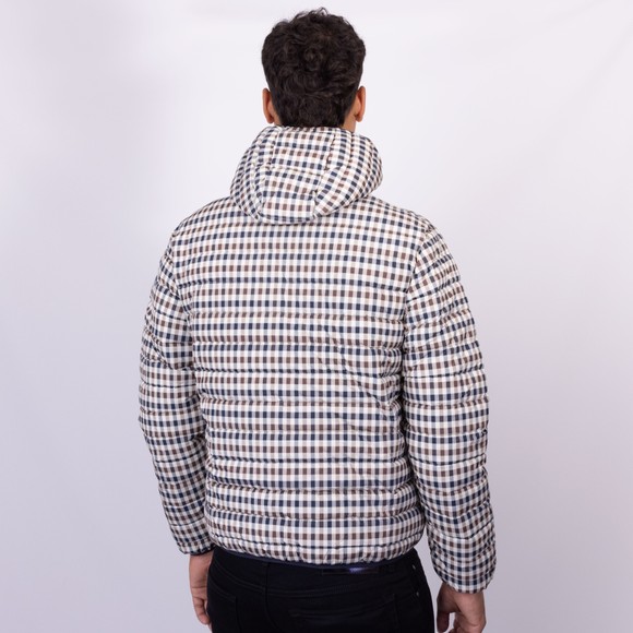 Aquascutum Mens Blue Iconic Check Padded Jacket main image