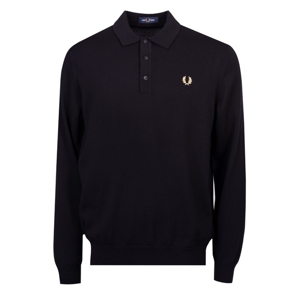 Fred Perry Mens Black Knitted L/S Polo Shirt main image