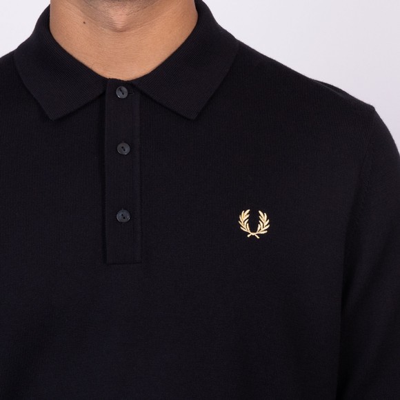 Fred Perry Mens Black Knitted L/S Polo Shirt main image