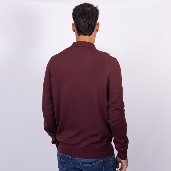 Fred Perry Mens Red Knitted L/S Polo Shirt main image