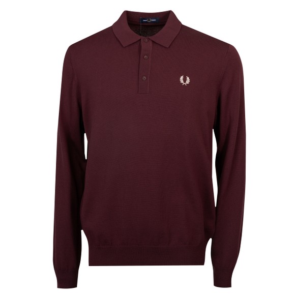 Fred Perry Mens Red Knitted L/S Polo Shirt main image