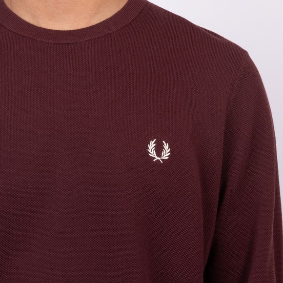 Fred Perry Mens Red Pique Stitch Crew Neck Jumper main image