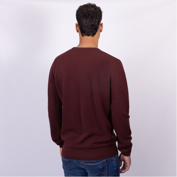Fred Perry Mens Red Pique Stitch Crew Neck Jumper main image