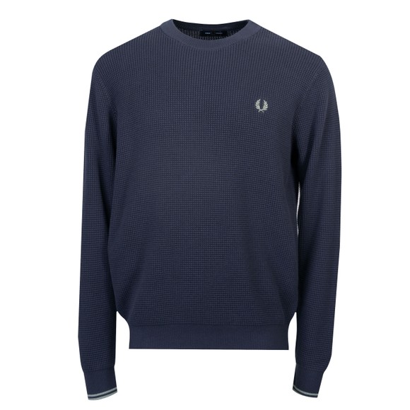 Fred Perry Mens Blue Waffletch Stitch Jumper main image