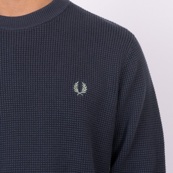 Fred Perry Mens Blue Waffletch Stitch Jumper main image