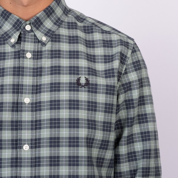 Fred Perry Mens Green Tartan Oxford Shirt main image