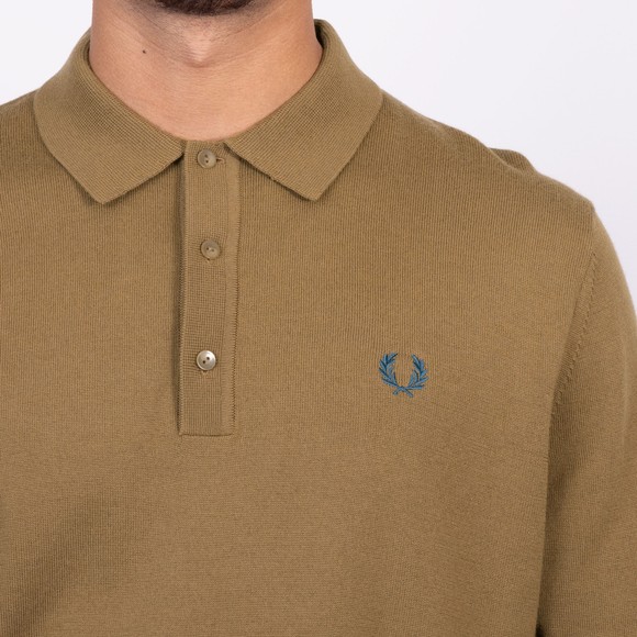 Fred Perry Mens Gold Knitted L/S Polo Shirt main image