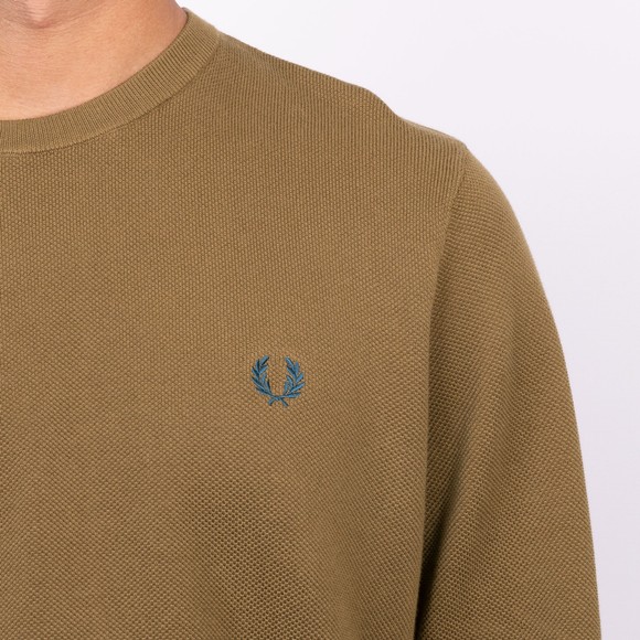 Fred Perry Mens Gold Pique Stitch Crew Neck Jumper main image