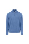 Fynch Hatton Mens Blue Supersoft Troyer-Zip Jumper