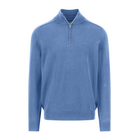 Fynch Hatton Mens Blue Supersoft Troyer-Zip Jumper