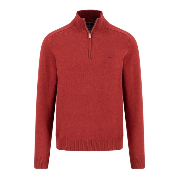 Fynch Hatton Mens Red Supersoft Troyer-Zip Jumper