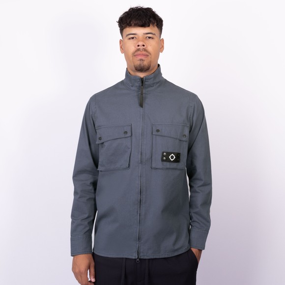 Ma.Strum Mens Blue Aerial Funnel Neck Overshirt main image