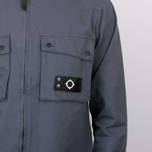 Ma.Strum Mens Blue Aerial Funnel Neck Overshirt main image
