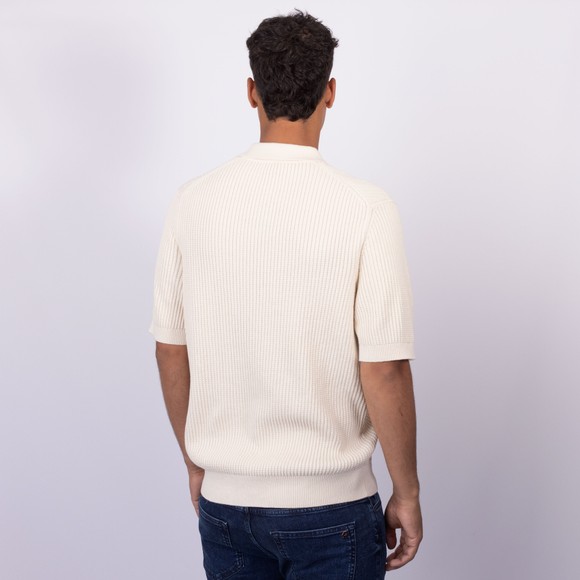 BOSS Mens Beige Casual Akoppo Knitted Polo Shirt main image