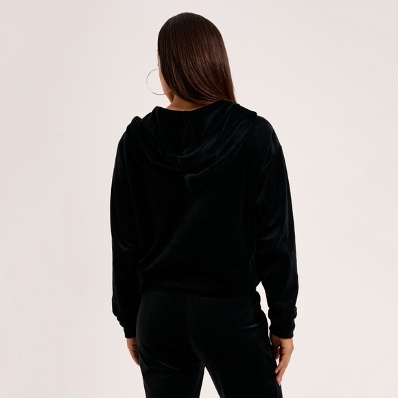 Juicy Couture Womens Black Iccle Outline Oversized Cropped Hoodie main image