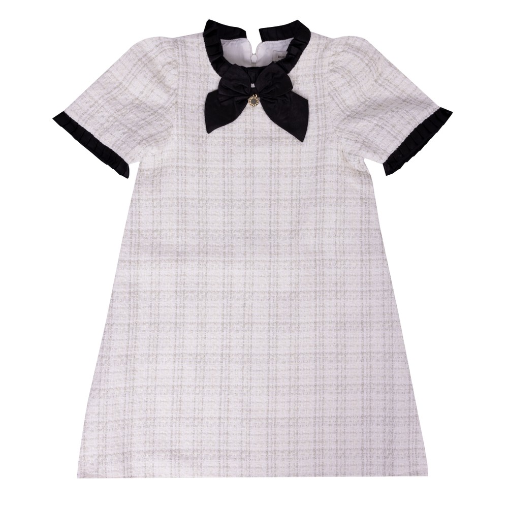 Bow Detail Tweed Dress