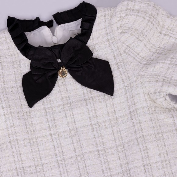 BCBG Girls Off-White Bow Detail Tweed Dress main image