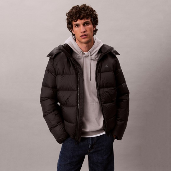 Calvin Klein Jeans Mens Black Hooded Puffer Jacket