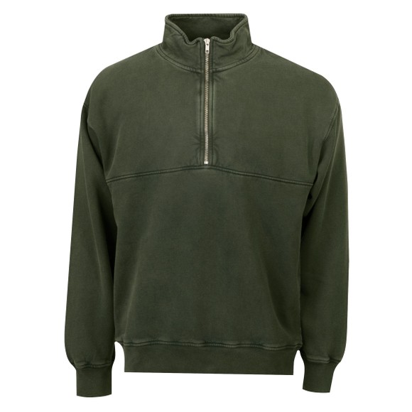 Colorful Standard Mens Green Quarter Zip Sweatshirt