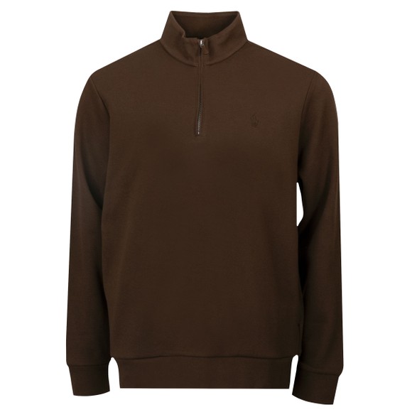 Polo Ralph Lauren Mens Brown Double Knit Mesh 1/4 Zip Jumper main image