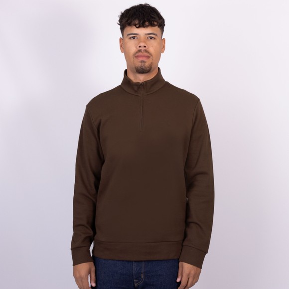 Polo Ralph Lauren Mens Brown Double Knit Mesh 1/4 Zip Jumper main image