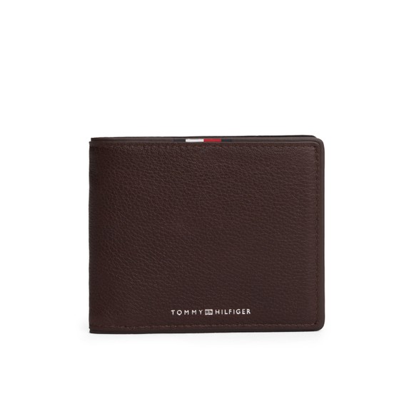 Tommy Hilfiger Mens Brown Corporate Leather Flap Bifold Wallet