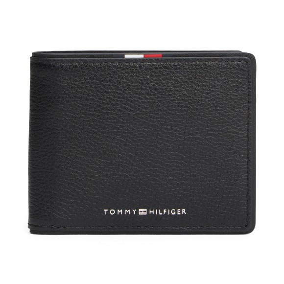 Tommy Hilfiger Mens Black Corporate Leather Bifold Wallet