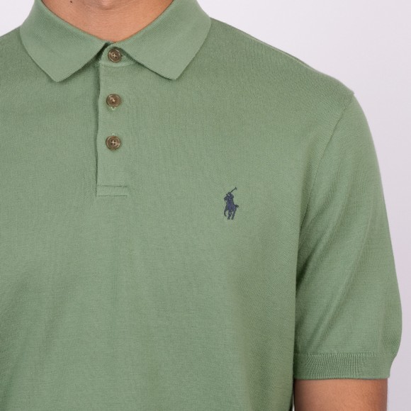 Polo Ralph Lauren Mens Green Cotton Knitted Polo Shirt main image
