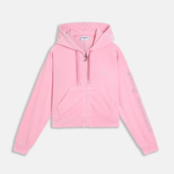 Juicy Couture Womens Pink Iccle Outline Oversized Cropped Hoodie main image