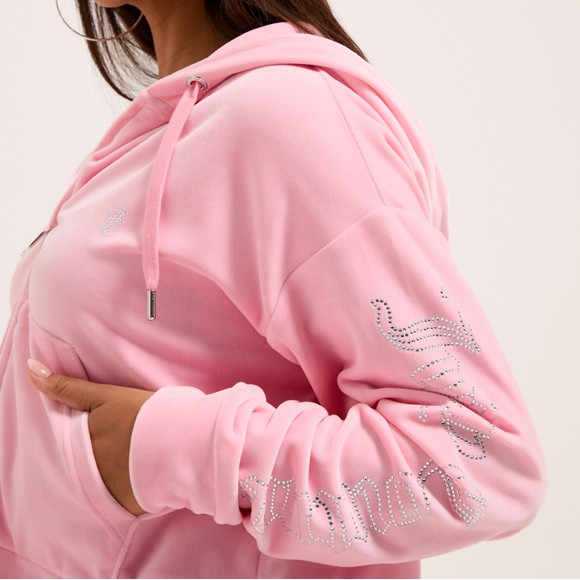 Juicy Couture Womens Pink Iccle Outline Oversized Cropped Hoodie main image