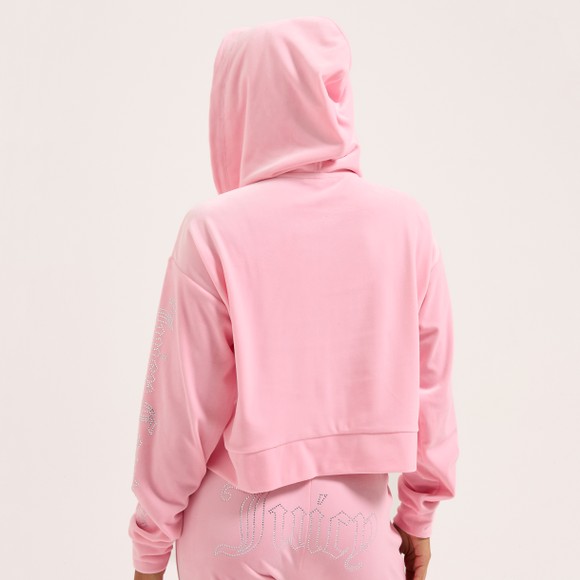 Juicy Couture Womens Pink Iccle Outline Oversized Cropped Hoodie main image