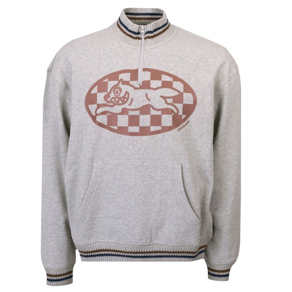 BBC Icecream Mens Grey Checked Running Dog 1/4 Zip Sweat main image