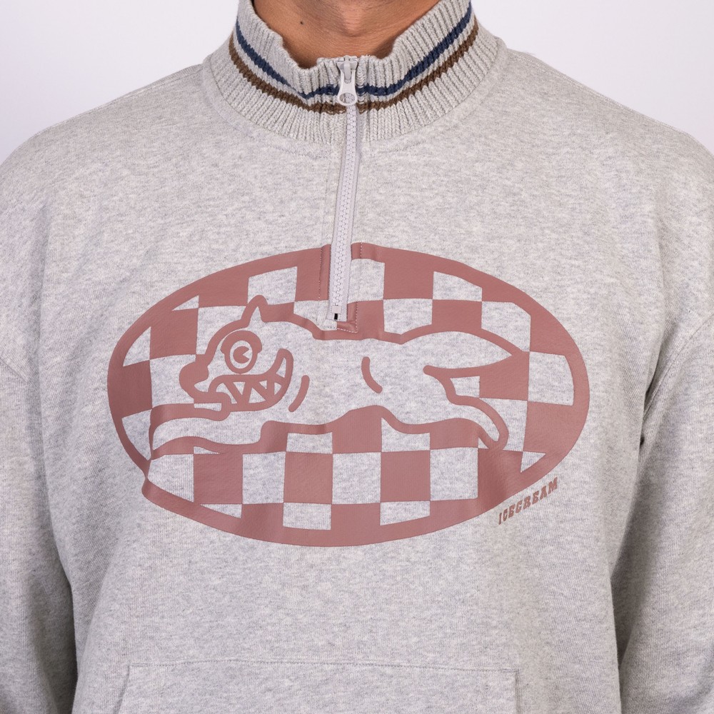 BBC Icecream Checked Running Dog 1/4 Zip Sweat | Oxygen Clothing