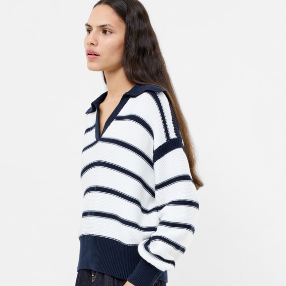 French Connection Womens Blue Lily Mozart Striped Polo Shirt main image