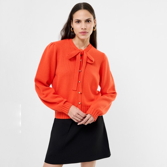 French Connection Womens Orange Varli LS Tie Neck Cardigan  main image