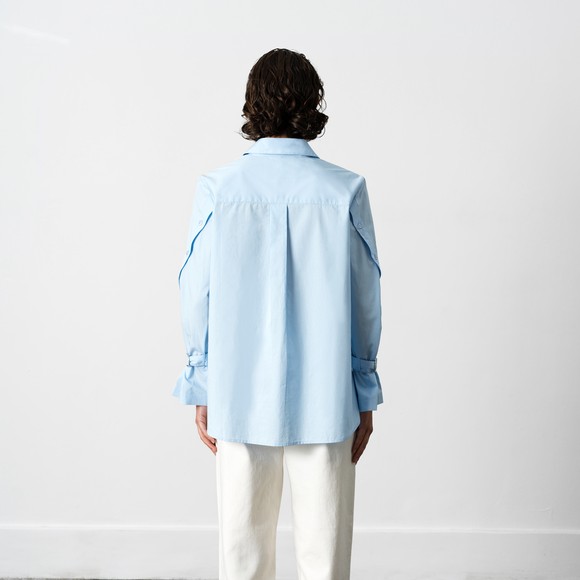 French Connection Womens Blue Cambria Longline Side Slit Shirt main image