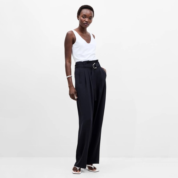 French Connection Womens Blue Vinnie D.Ring Belted Trouser main image