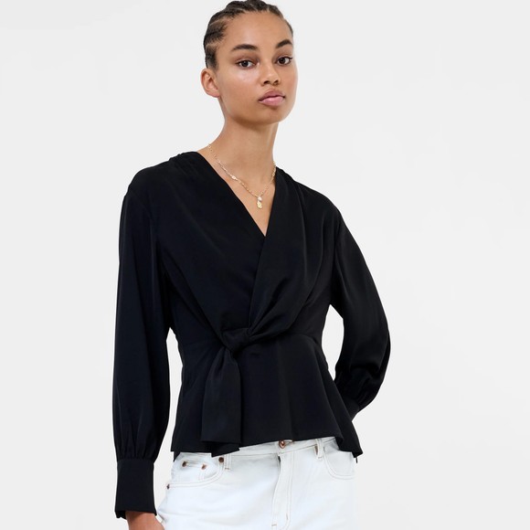 French Connection Womens Black Laurel Crepe Peplum Top main image