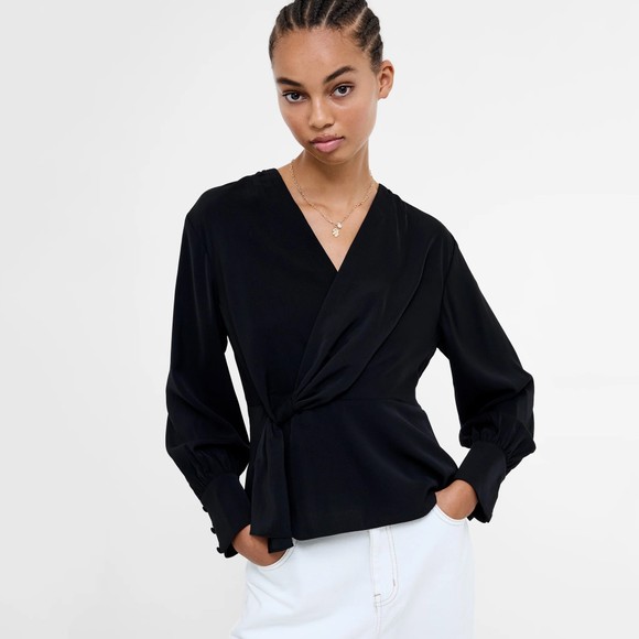 French Connection Womens Black Laurel Crepe Peplum Top main image