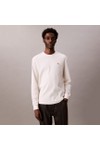 Calvin Klein Jeans Mens Off-White L/S Waffle Badge T-Shirt