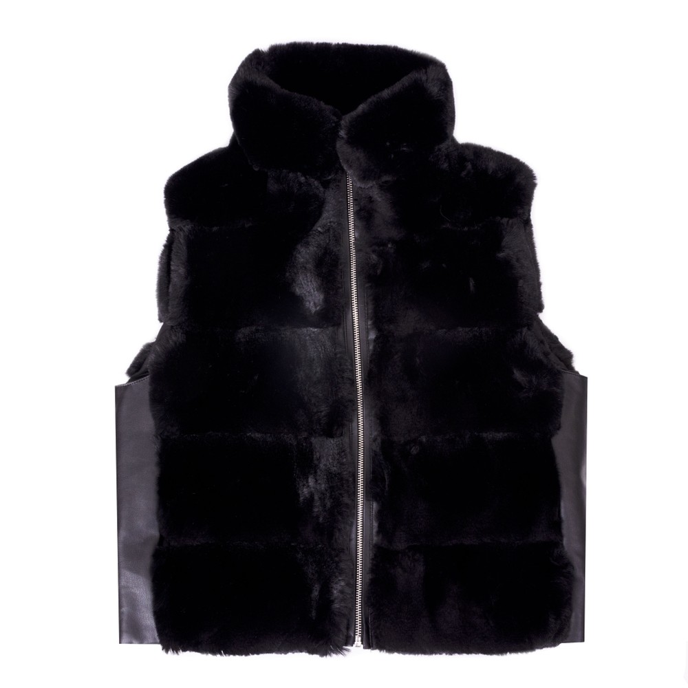 May Faux Fur Waistcoat With PU Details