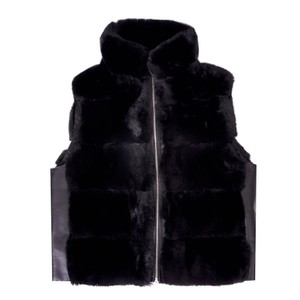 May Faux Fur Waistcoat With PU Details