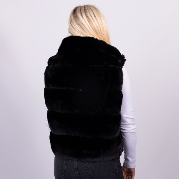 Rino & Pelle Womens Black May Faux Fur Waistcoat With PU Details main image